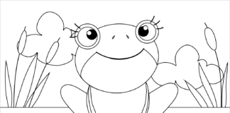 Frog by the water coloring book to print