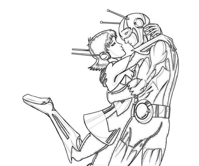 Coloring Book Ant Man in Love with a Woman