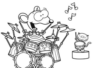 Coloring book Music band with Tupi and Binu to print
