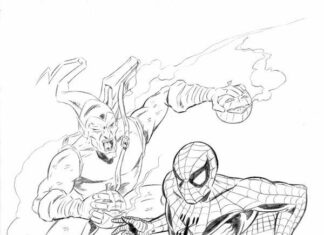 Livre de coloriage en ligne Duel entre le Bouffon Vert et Spiderman