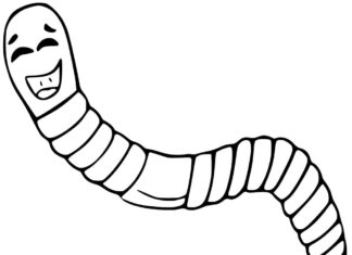 Printable Earth Worm coloring book for kids