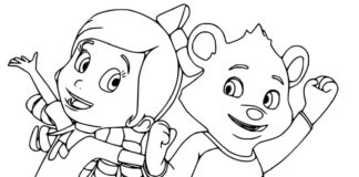 Teckningsbok för barn om Guldlock och nallebjörnen som kan skrivas ut