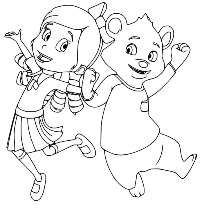 Livro colorido imprimível de Goldilocks e Teddy Bear