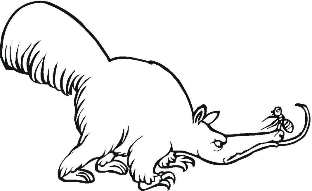 Farvelægningsbog til udskrivning Bad anteater eventyr