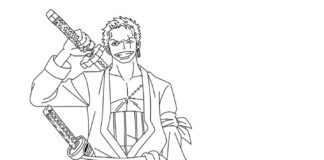 Zoro from One Piece printable coloring book