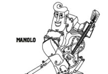 Páginas para colorear del personaje de dibujos animados Manolo para imprimir