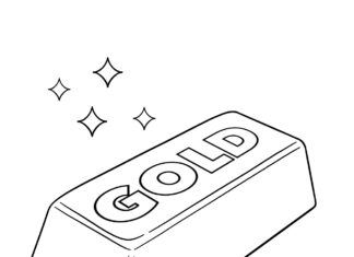 Barre d'or imprimable à colorier