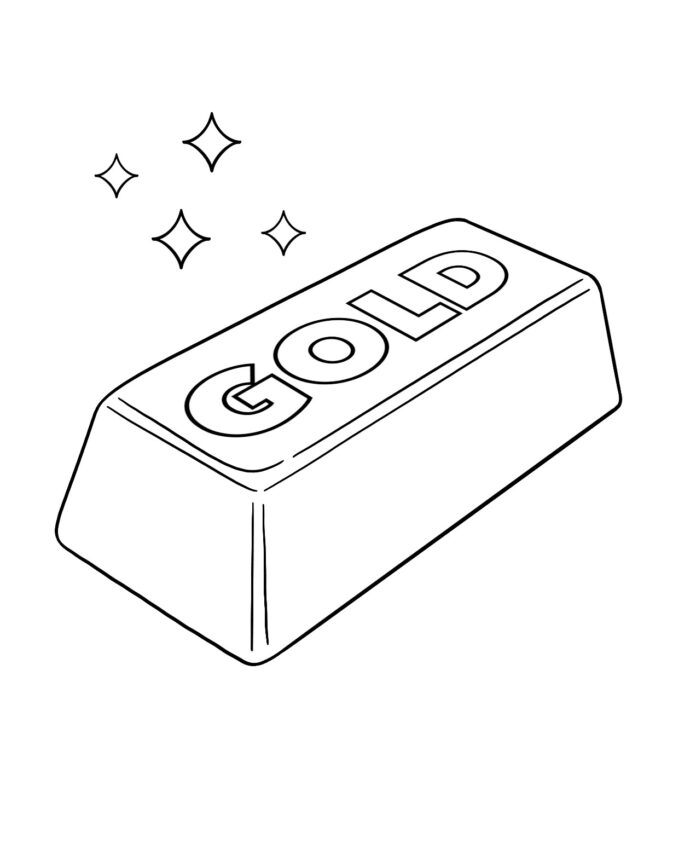 Barra de ouro imprimível para colorir