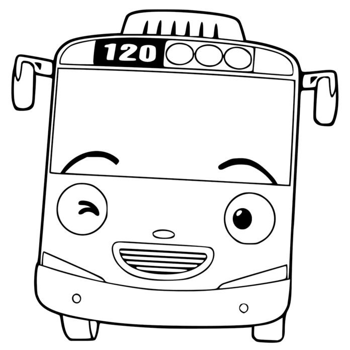 Färgbok Autobusik Tayo för barn att skriva ut
