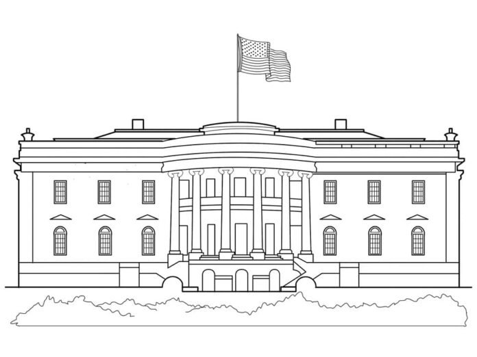 Kolorowanka Biały Dom - Waszyngton USA do druku