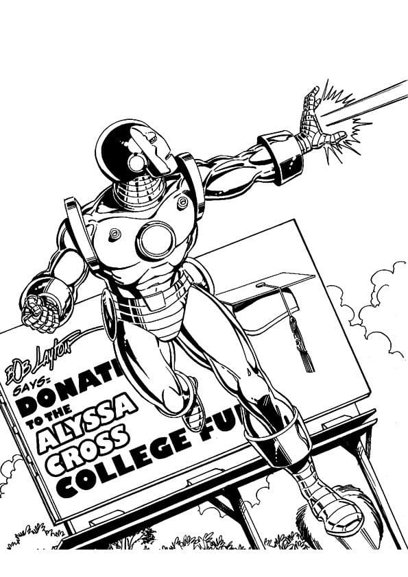 Färgbok för barn om Iron Man, en hjälte i serietidningen