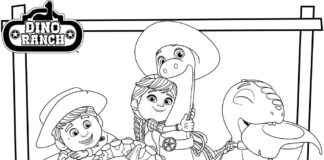 Livro de colorir personagens de contos de fadas Dino Ranch