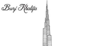 Burj Khalifa malebog - Verdens højeste bygning til udskrivning Dubai Forenede Arabiske Emirater UAE