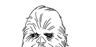 livro de colorir Chewbacca personagem de desenho animado imprimível