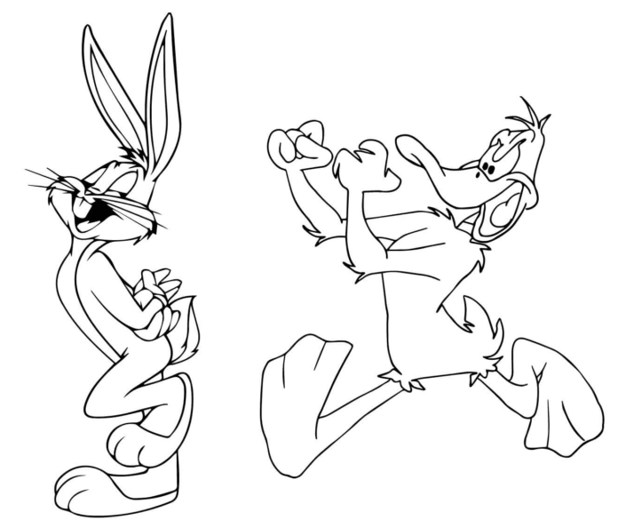 Daffy and Bugs Bunny livro de colorir imprimível
