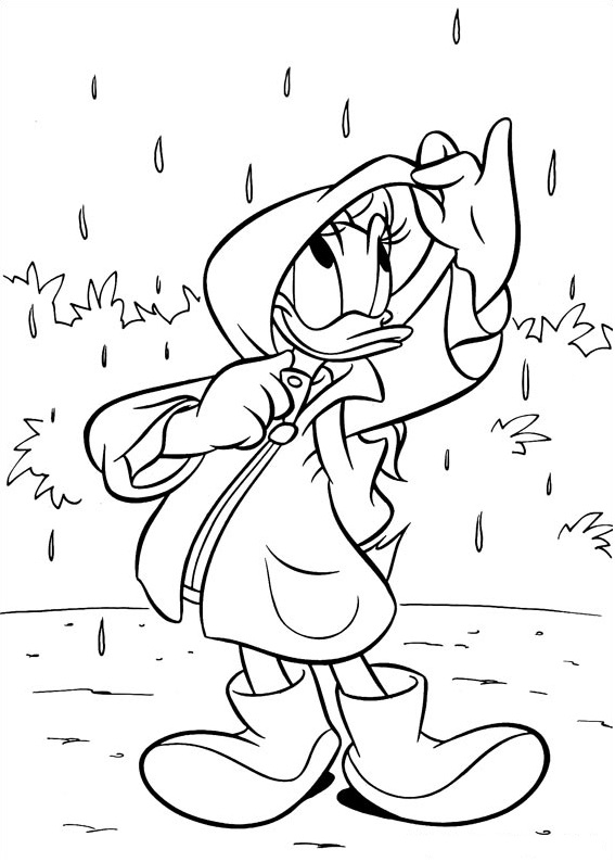 Kolorowanka Daisy podczas deszczu