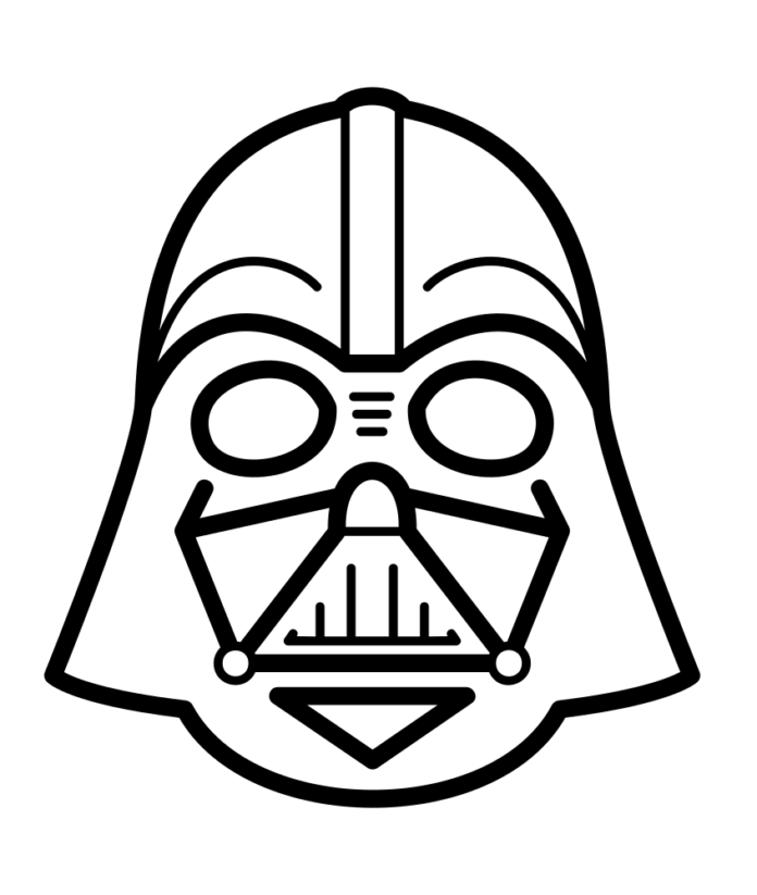 Omaľovánky s maskou Dartha Vadera pre deti na vytlačenie