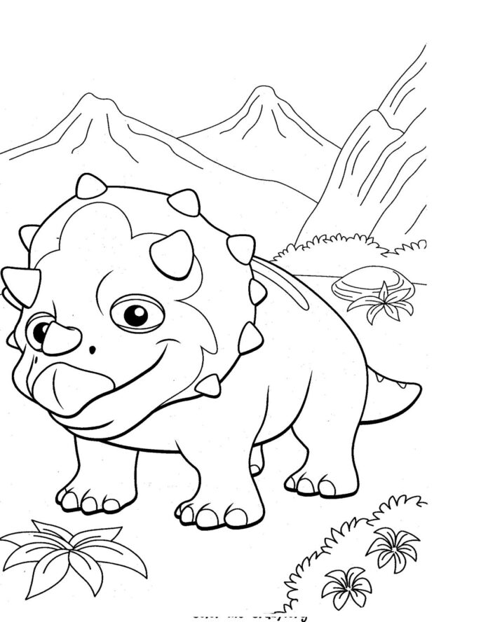 Livro para colorir o Trem dos Dinossauros para as crianças