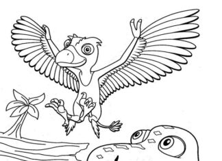 Dinosauří vlak - kreslené omalovánky pro děti k vytisknutí