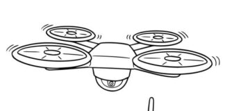 Omaľovánka Dron a diaľkové ovládanie na jeho ovládanie
