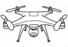 Malbuch Drohne mit vier Propellern