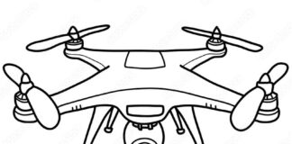 Omaľovánka Dron so štyrmi vrtuľami