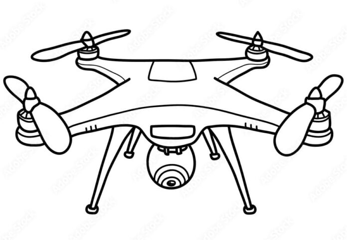 Színező könyv Drone négy propellerrel