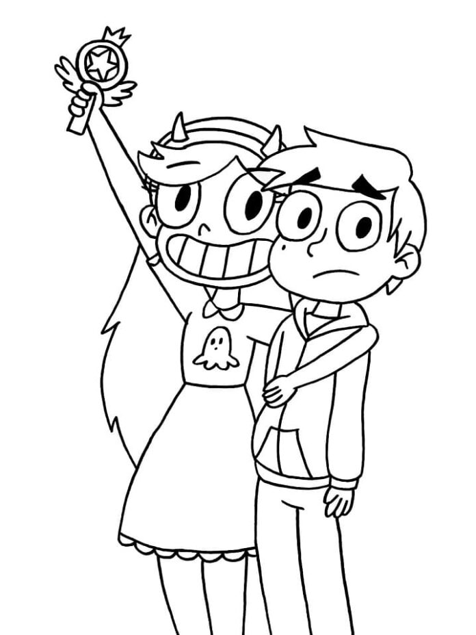 Coloring Book Star girl and boy Marco Diaz