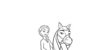 Coloring Book Girl on Horseback from Spirit Riding Free