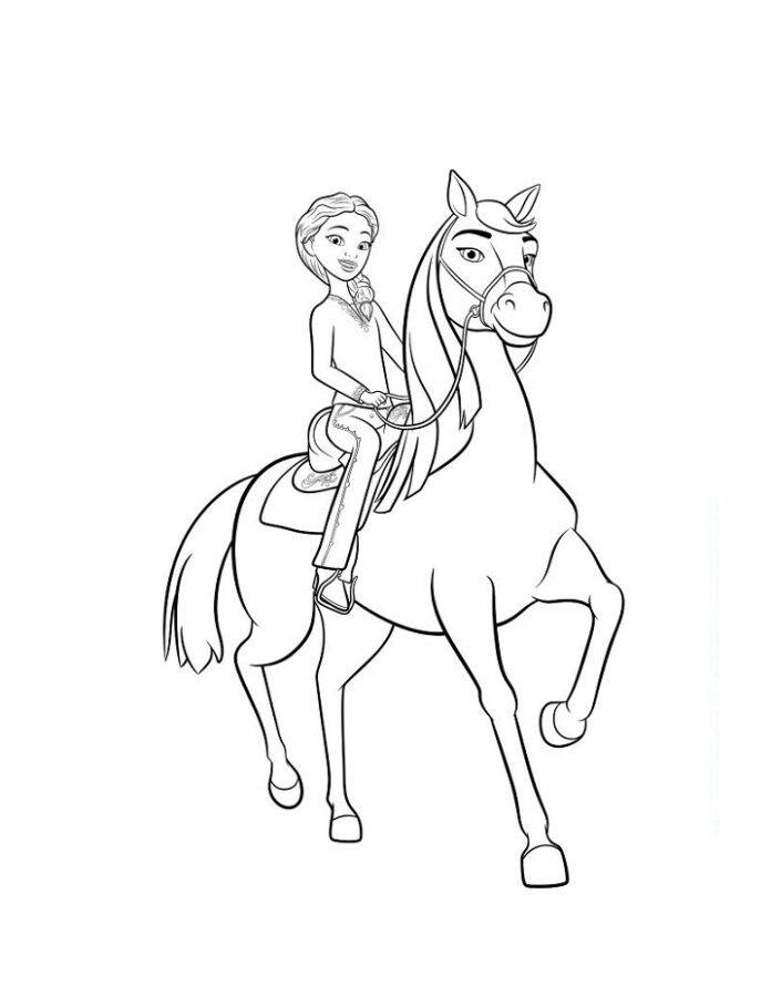 Värityskirja Tyttö hevosen selässä Spirit Riding Vapaa