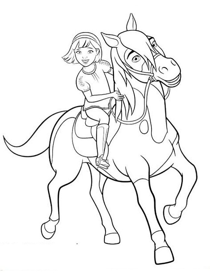 Coloring Book Girl with Mustang Spirit of Freedom