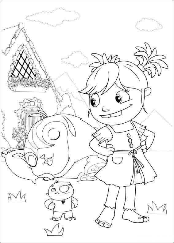 Printable coloring book Girl with Wallykazam