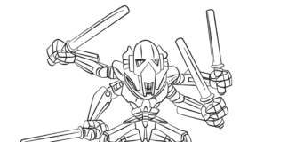 General Grievous Star Wars coloring book and lightsabers