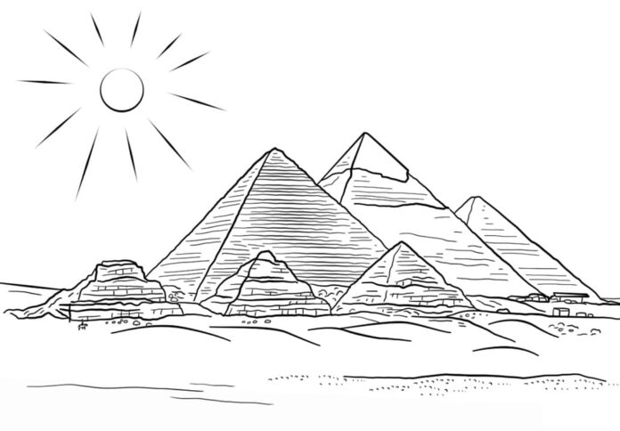 Printable coloring book Giza Pyramids Egypt Ancient Egypt