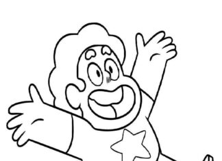 Malbuch zum Ausdrucken mit der Hauptfigur aus dem Zeichentrickfilm Steven Universe