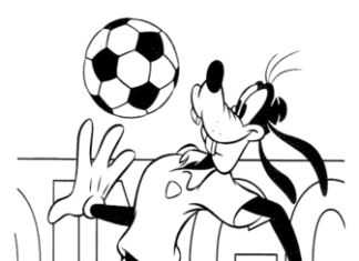Goofy ja jalkapallo värityskirja