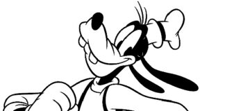 Goofy cartoon character coloring book for kids