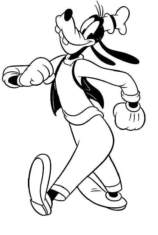 Goofy cartoon character coloring book for kids to print and online
