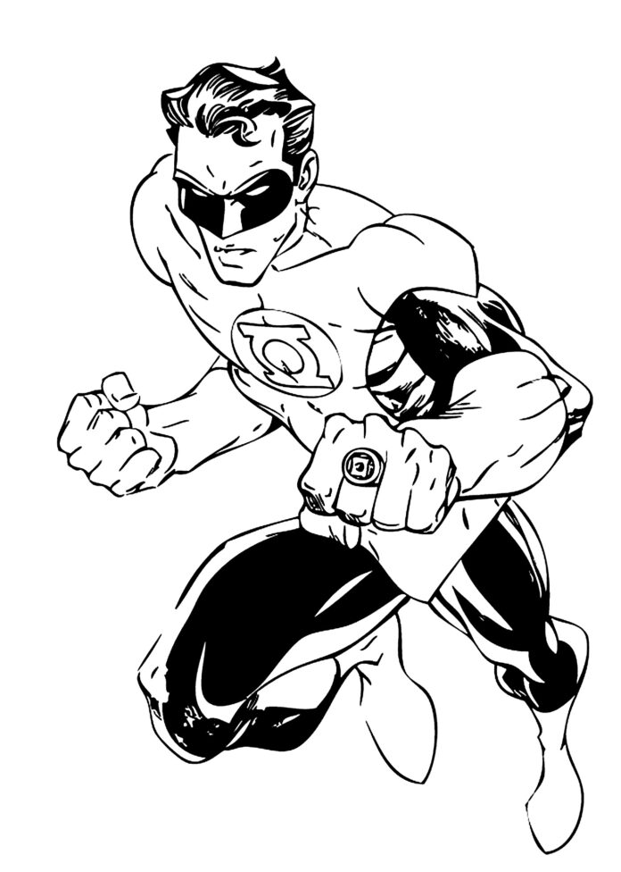 Green Lantern coloring book for kids to print