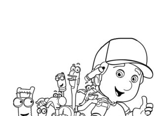 Libro para colorear Handy Manny de los dibujos animados para niños