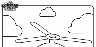 Hazel coloring book in a helicopter from Pikwik Pack
