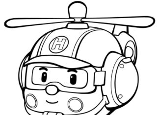 Livro para colorir Helicóptero Helly com Robocar Poli
