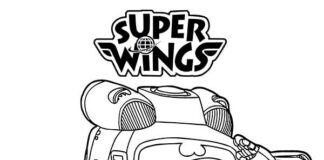 Dizzy helikopteri värityskirja Super Wings -sarjakuvasta