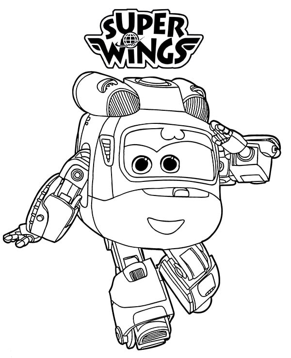 Dizzy helikopteri värityskirja Super Wings -sarjakuvasta