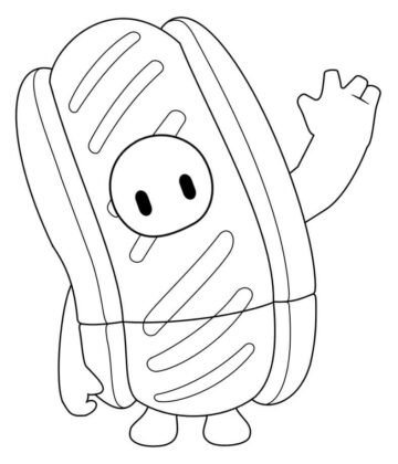 Hot Dog coloring book from Fall Guys to print and online