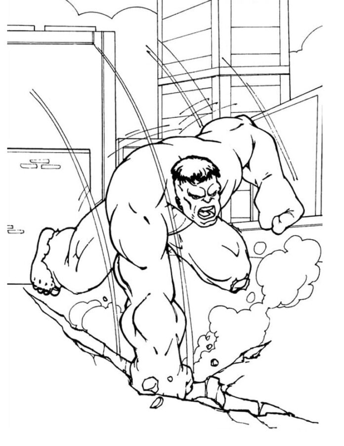 Libro da colorare stampabile di Hulk pugni acatici