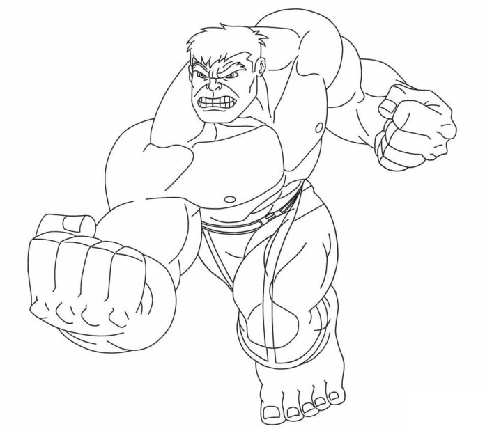 Libro da colorare stampabile del cartone animato Hulk