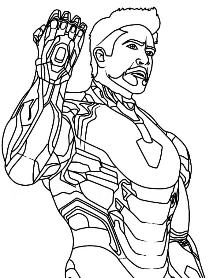 Färgbok av Iron Man och hans dräkt som kan skrivas ut