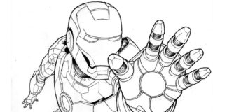 Iron Man coloring book in the skies for kids to print