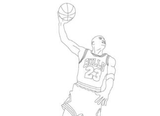Livre à colorier imprimable sur le joueur de basket-ball Jordan NBA